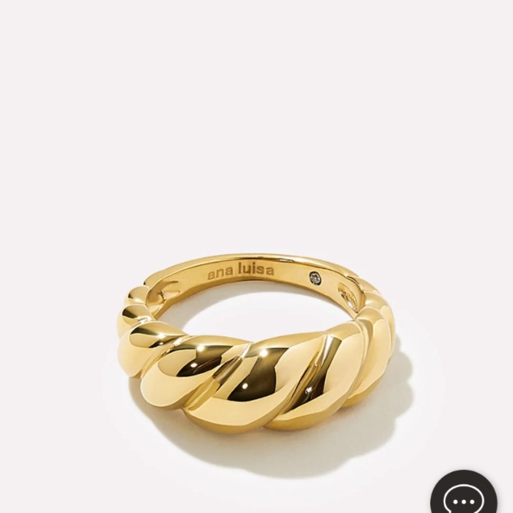 Ana Luisa Rope Bold gold plated twist croissant ring sz 9